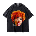 Big Face t Shirts Vintage Washed Hip Hop Rapper T-Shirt