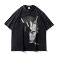 Big Face t Shirts Vintage Washed Hip Hop Rapper T-Shirt
