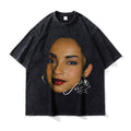 Big Face t Shirts Vintage Washed Hip Hop Rapper T-Shirt