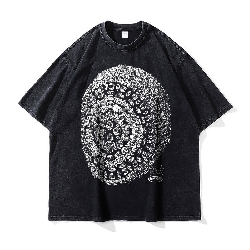 Big Face t Shirts Vintage Washed Hip Hop Rapper T-Shirt