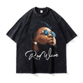 Big Face t Shirts Vintage Washed Hip Hop Rapper T-Shirt