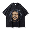 Big Face t Shirts Vintage Washed Hip Hop Rapper T-Shirt