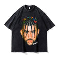 Big Face t Shirts Vintage Washed Hip Hop Rapper T-Shirt