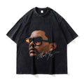 Big Face t Shirts Vintage Washed Hip Hop Rapper T-Shirt