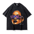 Big Face t Shirts Vintage Washed Hip Hop Rapper T-Shirt