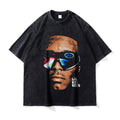 Big Face t Shirts Vintage Washed Hip Hop Rapper T-Shirt