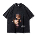 Big Face t Shirts Vintage Washed Hip Hop Rapper T-Shirt
