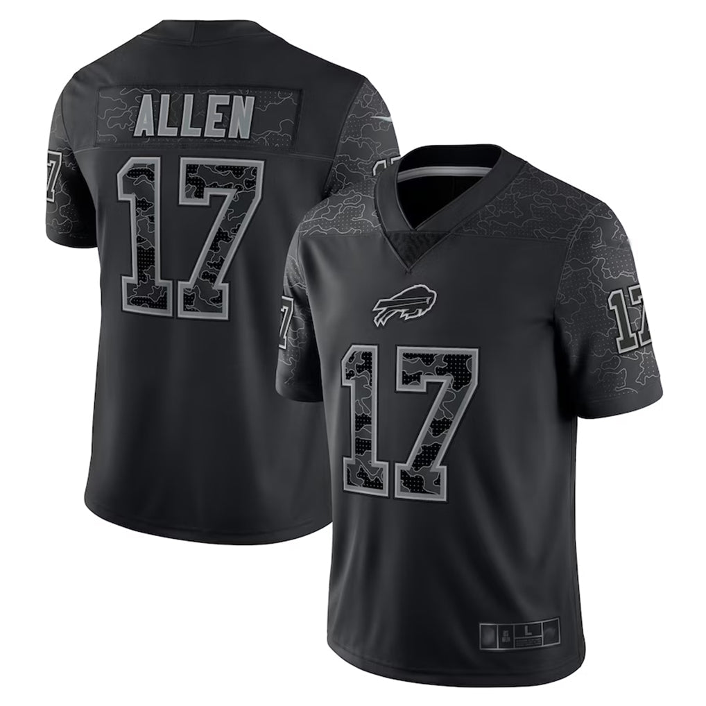 Kiarac B.Bills #17 Josh Allen Player Black RFLCTV Limited Stitched Jerseys