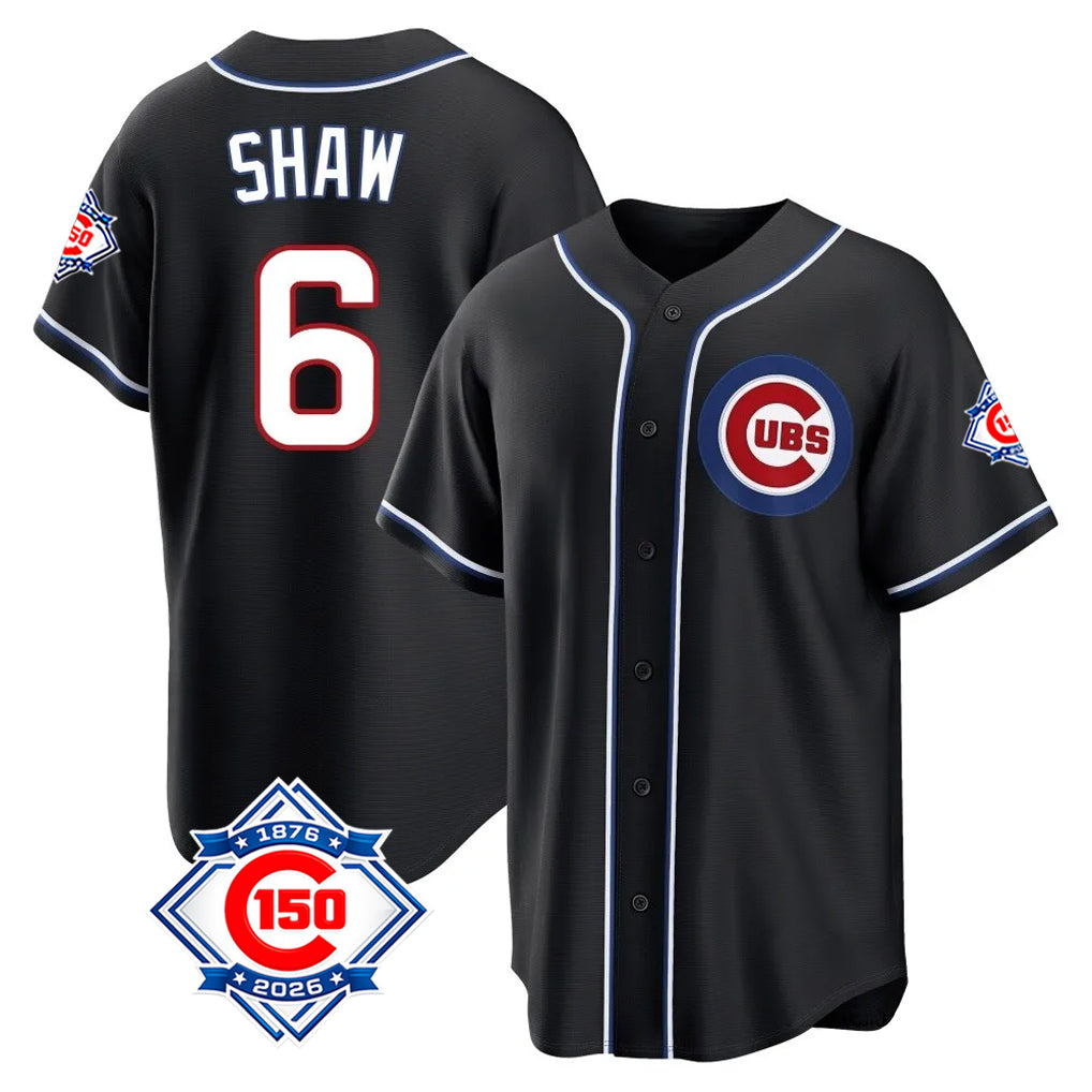 kiarac C.Cubs #6 Matt Shaw Player Black Fashion Out 150th Anniversary Game Stitched Jerseys