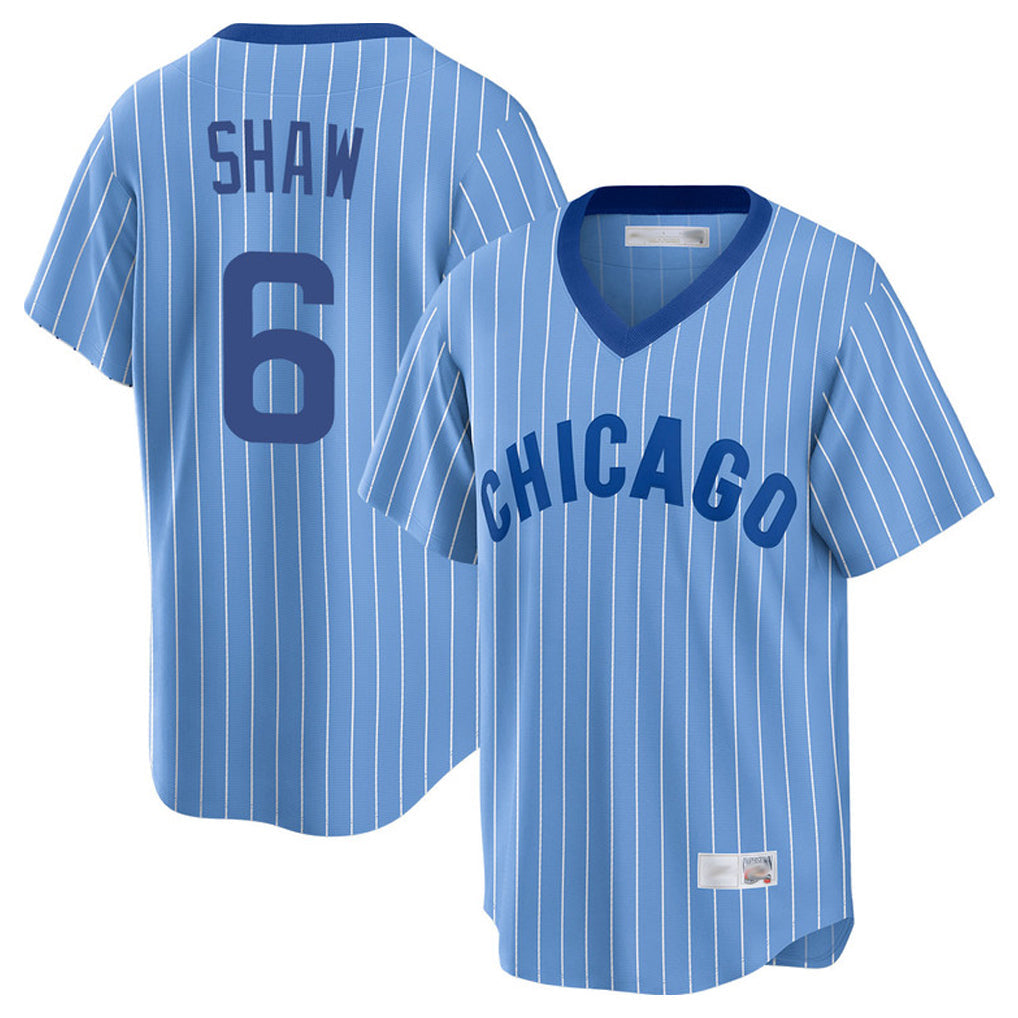 kiarac C.Cubs #6 Matt Shaw Player Blue T-shirt Cooperstown Collection Limited Stitched Jerseys
