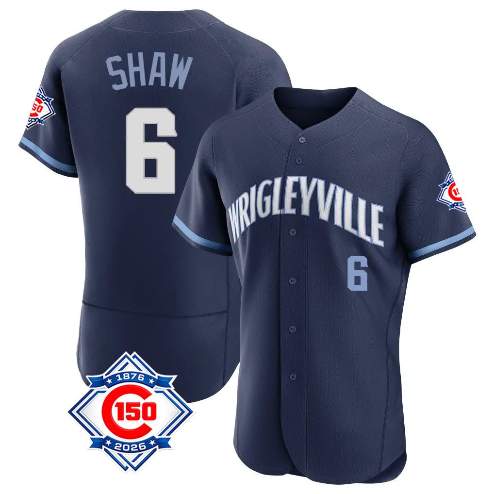 kiarac C.Cubs #6 Matt Shaw Player Navy City Connect 150th Anniversary Limited Elite Home Stitched Jerseys