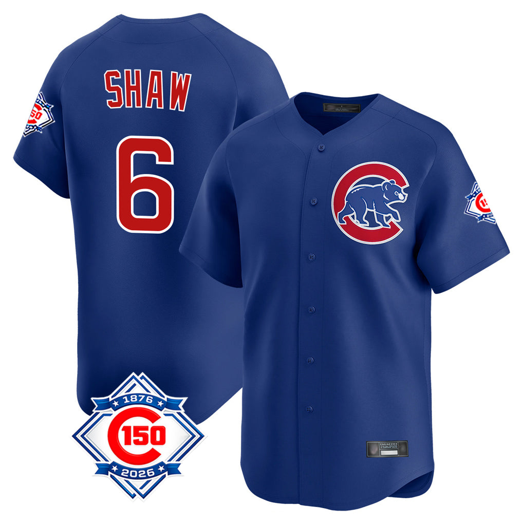 kiarac C.Cubs #6 Matt Shaw Player Royal 150th Anniversary Limited Home Stitched Jerseys