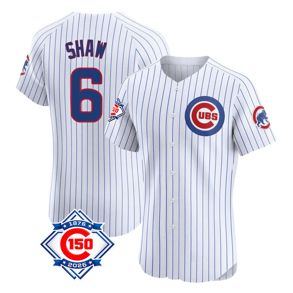 kiarac C.Cubs #6 Matt Shaw Player White 150th Anniversary Limited Elite Home Game Stitched Jerseys
