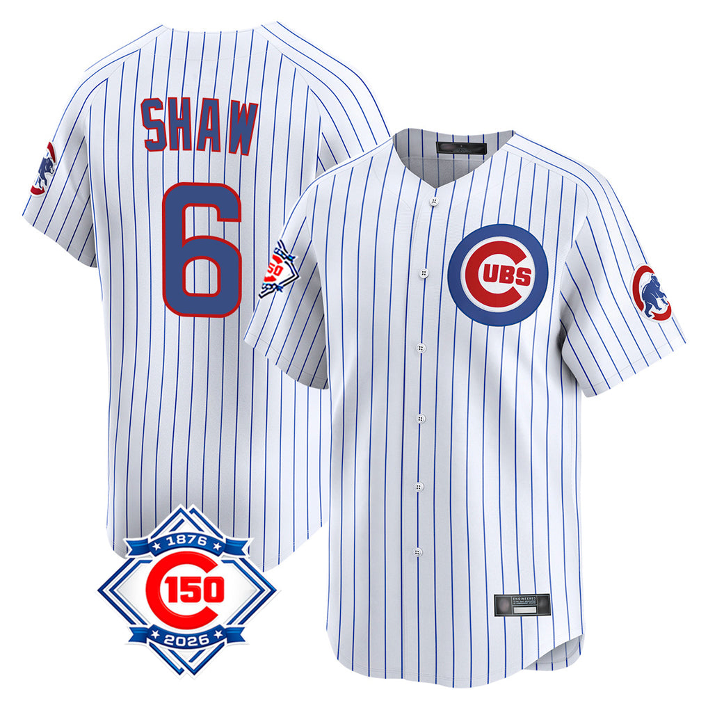 kiarac C.Cubs #6 Matt Shaw Player White 150th Anniversary Limited Home Game Stitched Jerseys
