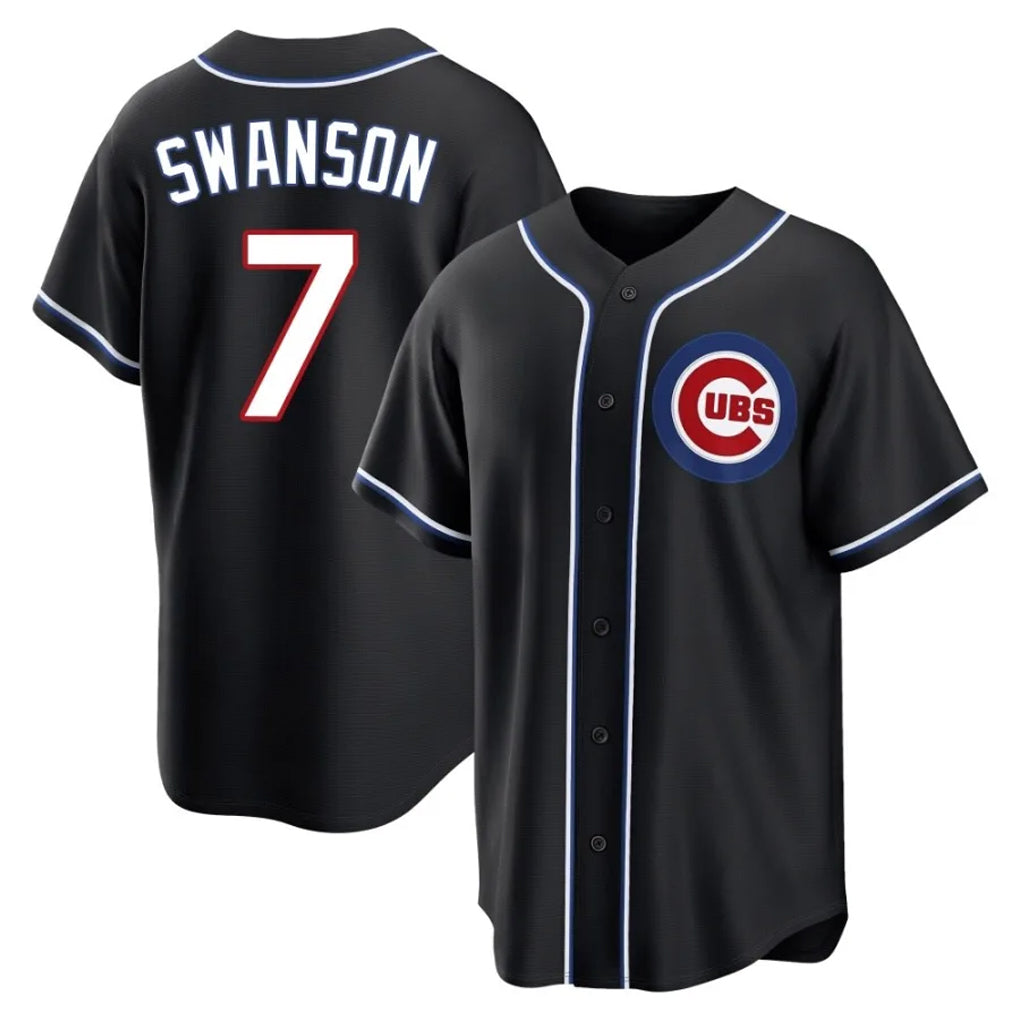 kiarac C.Cubs #7 Dansby Swanson Player Black Fashion Out Game Stitched Jerseys