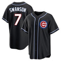 kiarac C.Cubs #7 Dansby Swanson Player Black Fashion Out Game Stitched Jerseys