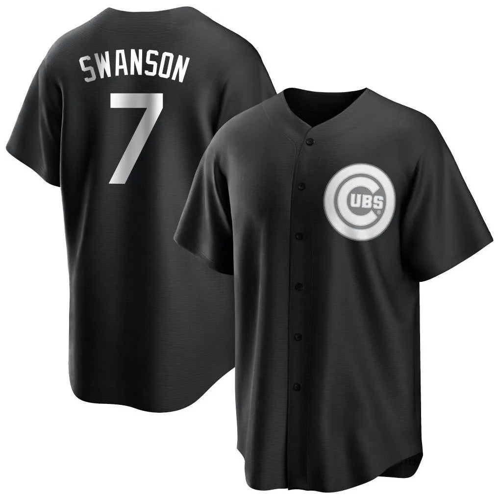 kiarac C.Cubs #7 Dansby Swanson Player Black Game Stitched Jerseys