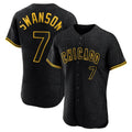 kiarac C.Cubs #7 Dansby Swanson Player Black Snake Skin City Limited Elite Home Game Stitched Jerseys