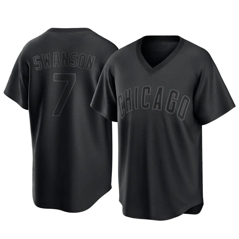 kiarac C.Cubs #7 Dansby Swanson Player Black T-shirt Home Game Stitched Jerseys