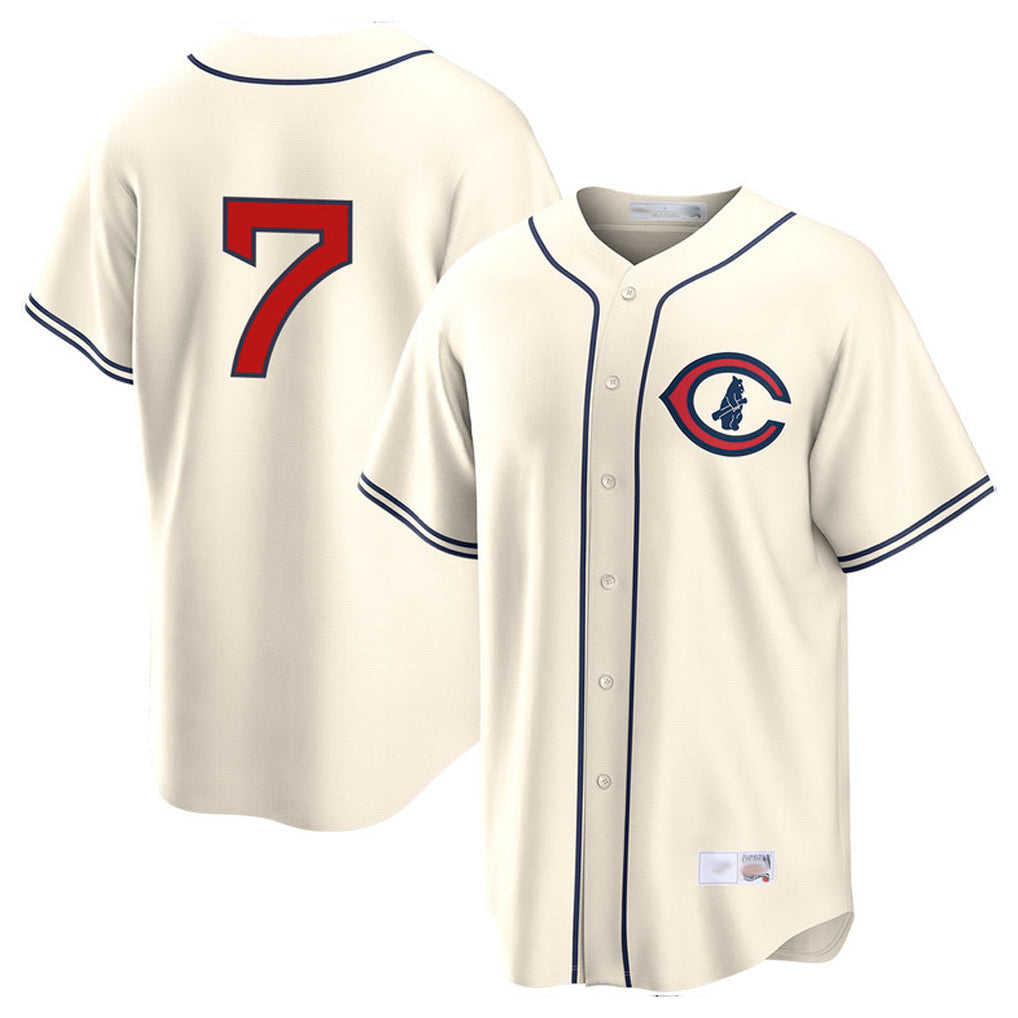 kiarac C.Cubs #7 Dansby Swanson Player Cream Field of Dreams Home Game Stitched Jerseys