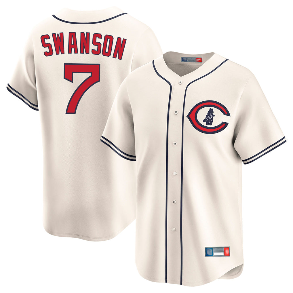 kiarac C.Cubs #7 Dansby Swanson Player Cream Field of Dreams Limited Home Game Stitched Jerseys