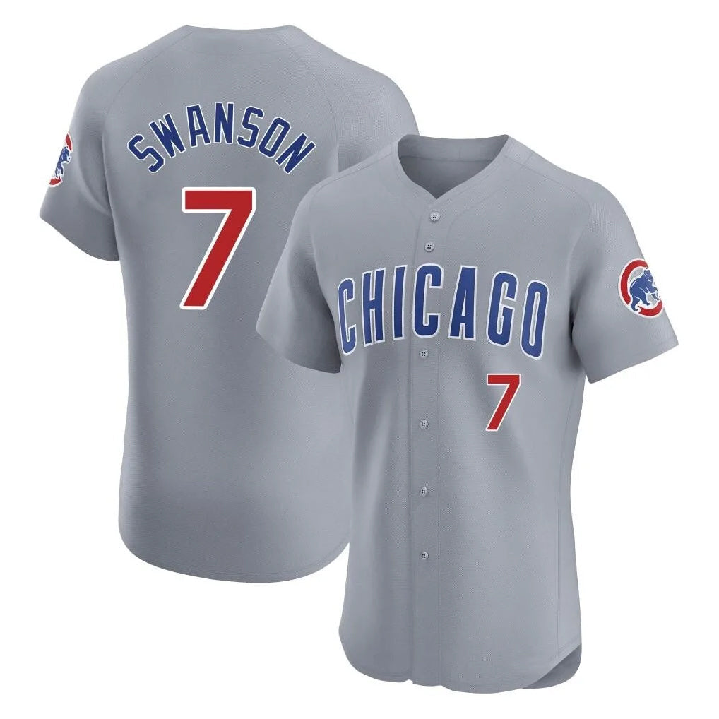 kiarac C.Cubs #7 Dansby Swanson Player Gray Road Limited Elite Home Stitched Jerseys