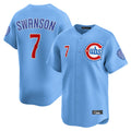 kiarac C.Cubs #7 Dansby Swanson Player Light Blue Limited Home Stitched Jerseys