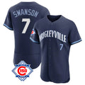 kiarac C.Cubs #7 Dansby Swanson Player Navy City Connect 150th Anniversary Limited Elite Home Stitched Jerseys