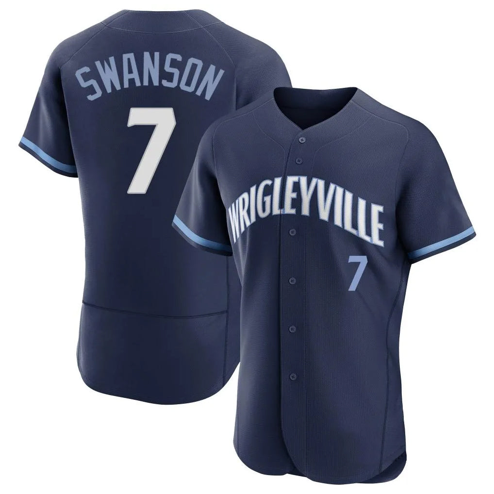 kiarac C.Cubs #7 Dansby Swanson Player Navy City Connect Limited Elite Home Stitched Jerseys