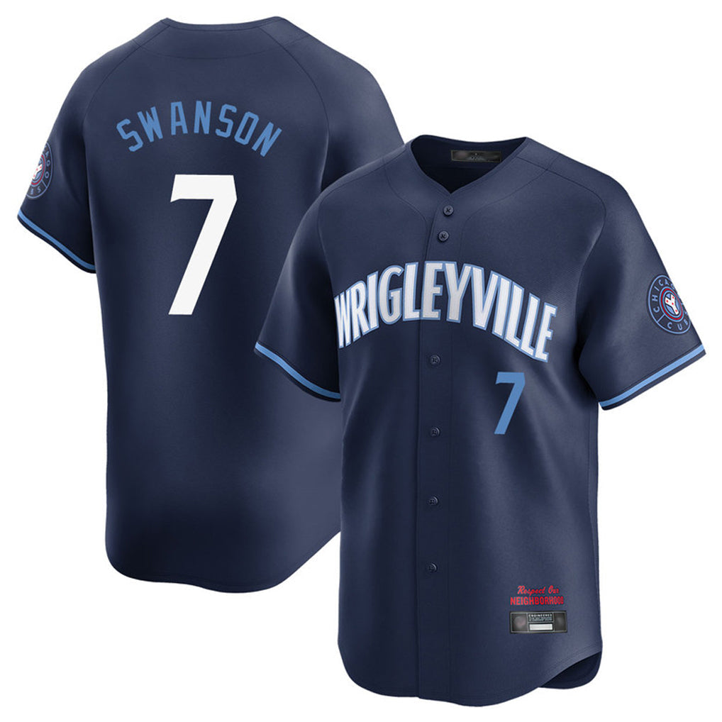 kiarac C.Cubs #7 Dansby Swanson Player Navy City Connect Limited Home Stitched Jerseys