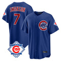 kiarac C.Cubs #7 Dansby Swanson Player Royal 150th Anniversary Home Game Stitched Jerseys