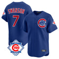 kiarac C.Cubs #7 Dansby Swanson Player Royal 150th Anniversary Limited Home Stitched Jerseys