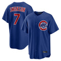kiarac C.Cubs #7 Dansby Swanson Player Royal Home Game Stitched Jerseys