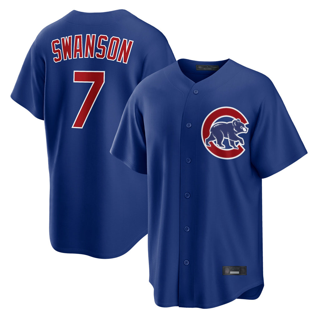 kiarac C.Cubs #7 Dansby Swanson Player Royal Home Game Stitched Jerseys
