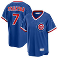 kiarac C.Cubs #7 Dansby Swanson Player Royal T-shirt Cooperstown Collection Limited Stitched Jerseys