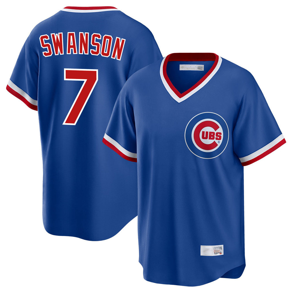 kiarac C.Cubs #7 Dansby Swanson Player Royal T-shirt Cooperstown Collection Limited Stitched Jerseys