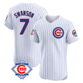 kiarac C.Cubs #7 Dansby Swanson Player White 150th Anniversary Limited Elite Home Game Stitched Jerseys