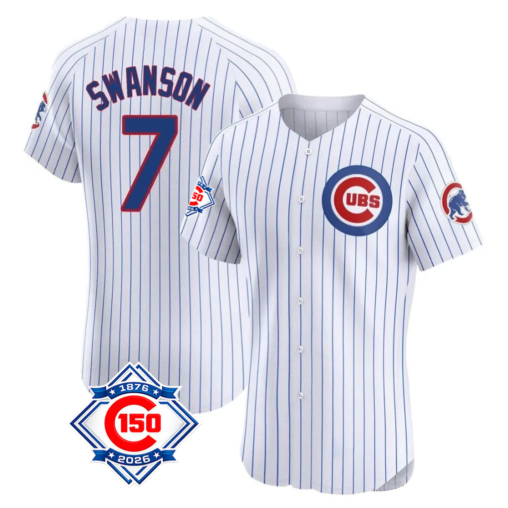 kiarac C.Cubs #7 Dansby Swanson Player White Limited Elite Home Game Stitched Jerseys