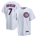 kiarac C.Cubs #7 Dansby Swanson Player White Game Home Stitched Jerseys