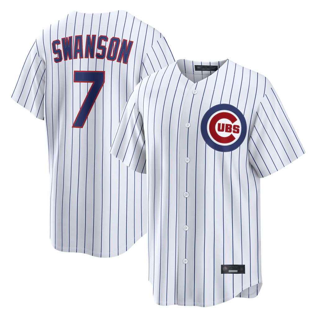 kiarac C.Cubs #7 Dansby Swanson Player White Game Home Stitched Jerseys