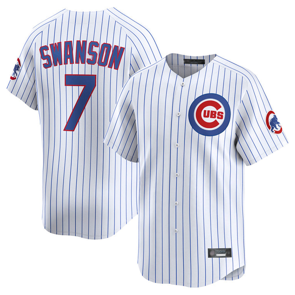 kiarac C.Cubs #7 Dansby Swanson Player White Limited Home Game Stitched Jerseys