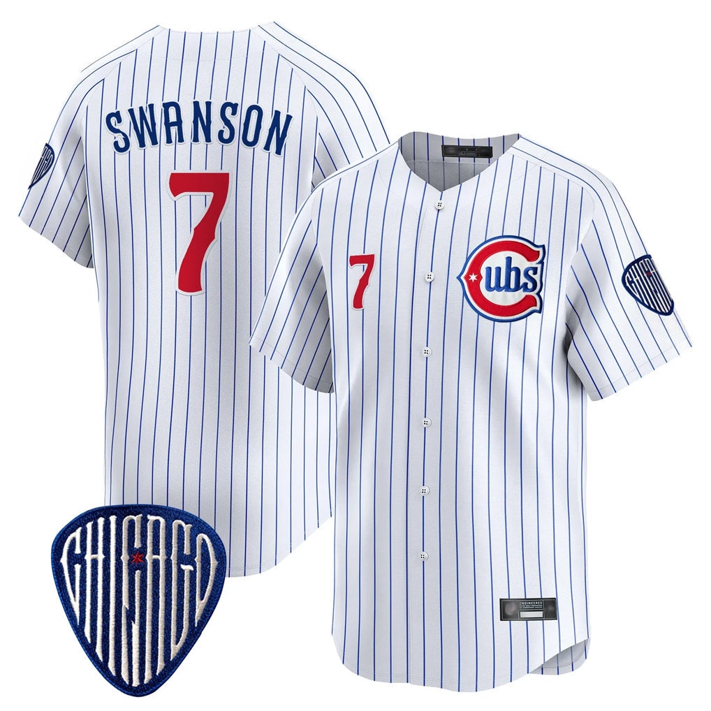 kiarac C.Cubs #7 Dansby Swanson Player White Pinstripe Vapor Premier Limited Home Stitched Jerseys