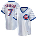 kiarac C.Cubs #7 Dansby Swanson Player White T-shirt Cooperstown Collection Limited Stitched Jerseys