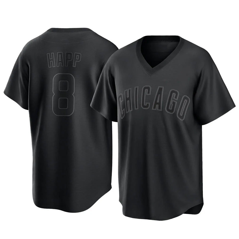 kiarac C.Cubs #8 Ian Happ Player Black T-shirt Home Game Stitched Jerseys