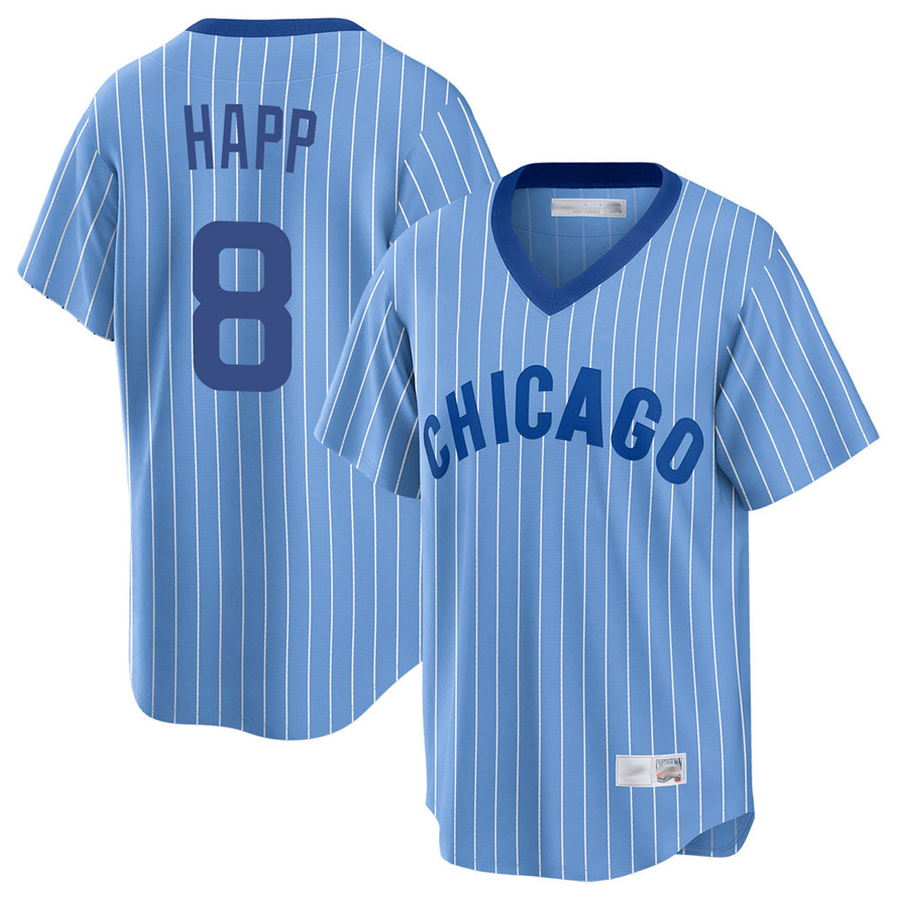 kiarac C.Cubs #8 Ian Happ Player Blue T-shirt Cooperstown Collection Limited Stitched Jerseys