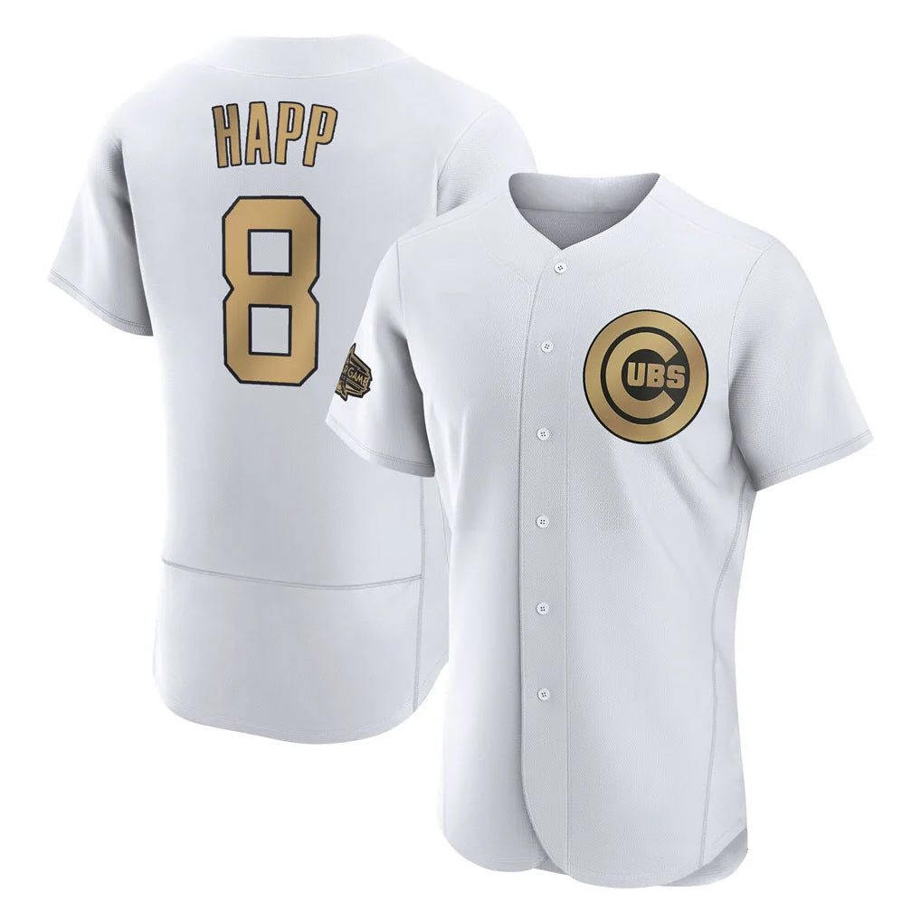 kiarac C.Cubs #8 Ian Happ Player Gold All-Star Limited Elite Home Game Stitched Jerseys