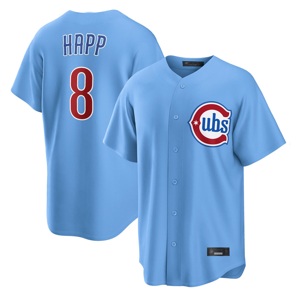 kiarac C.Cubs #8 Ian Happ Player Light Blue Home Game Stitched Jerseys