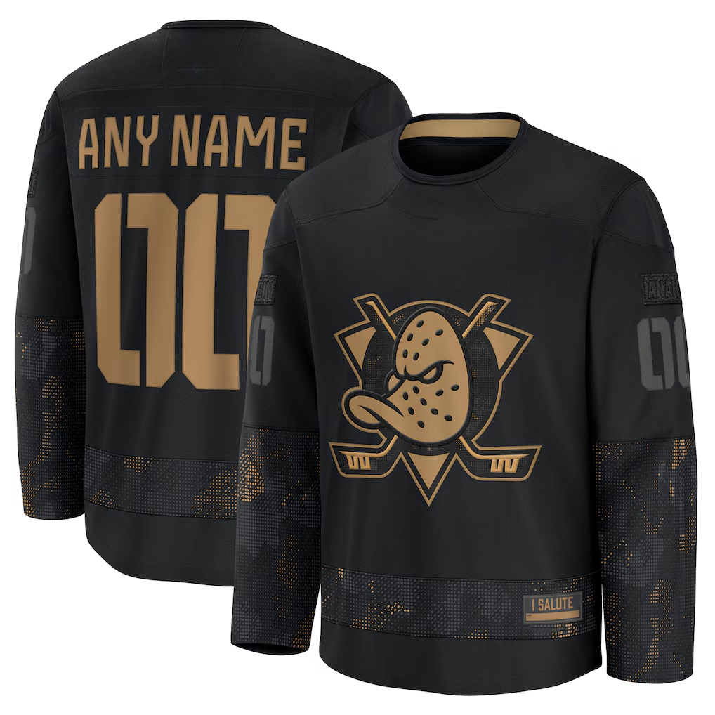 Kiarac Custom A.Ducks Black 2024 Military Appreciation Practice Jerseys