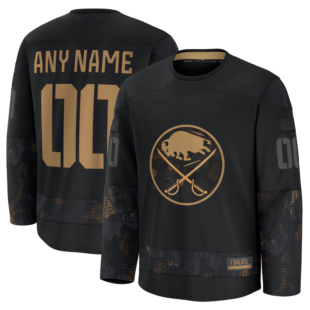 Kiarac Custom B.Sabres Black 2024 Military Appreciation Practice Stitched Jerseys