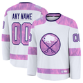 Kiarac Custom B.Sabres White 2024 Hockey Fights Cancer Practice Stitched Jerseys